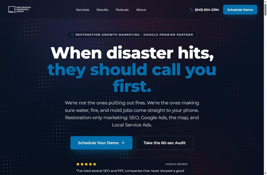 Restoration marketing agency concept site