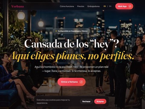 Verbana dating app landing page